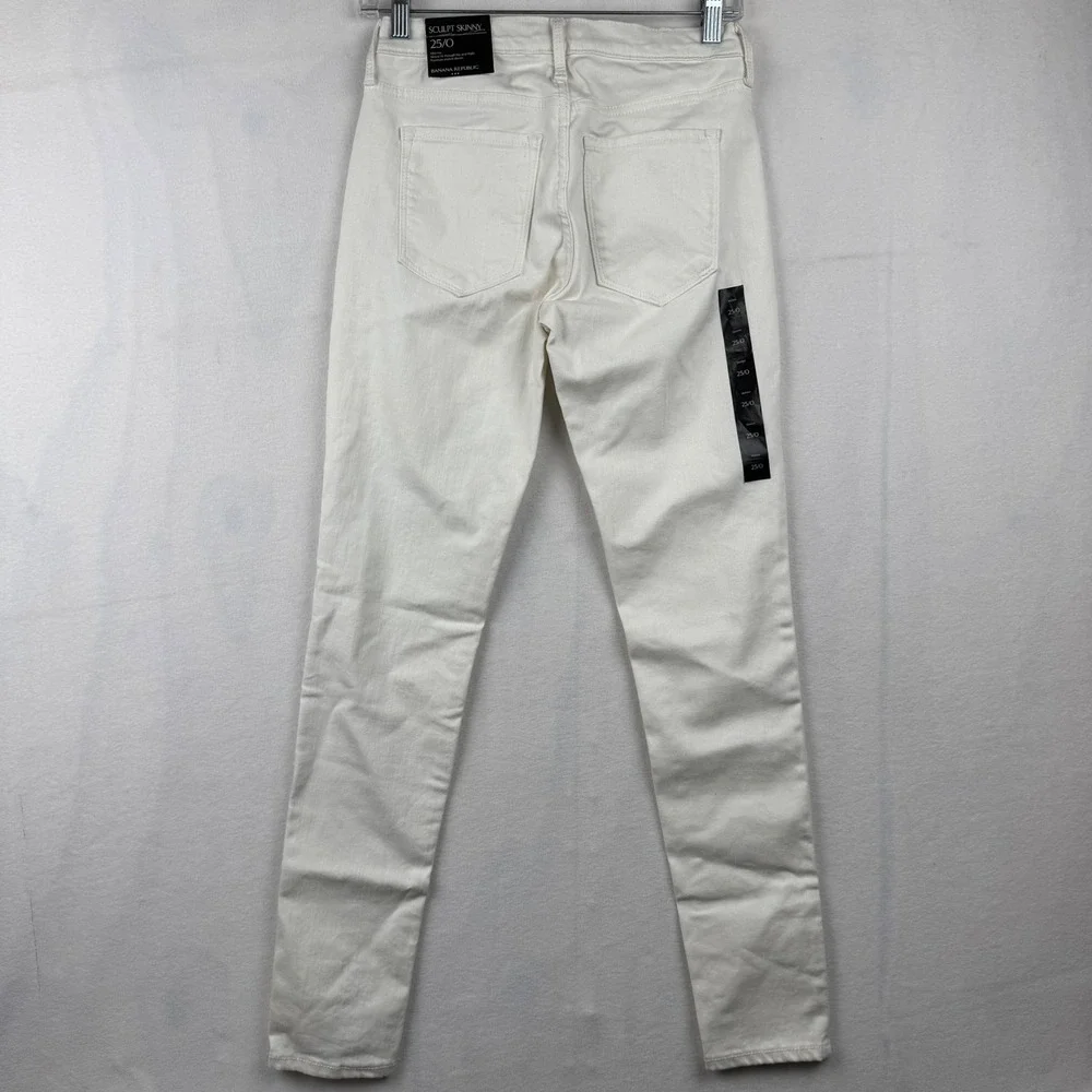 Banana Republic Sculpt Skinny Jeans Size 25/0 Mid Rise Stretch‎ Denim White NEW